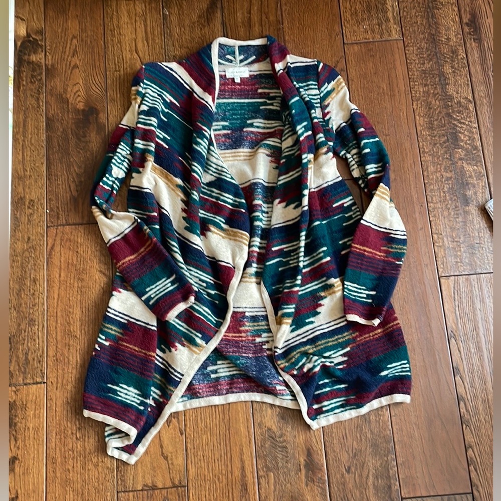 Lucky Brand Aztec-Southwestern Draped Sweater Cardigan XS
